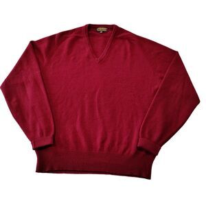Vintage Brooks Brothers Lambswool V Neck Sweater Mens 44 Red Made in England